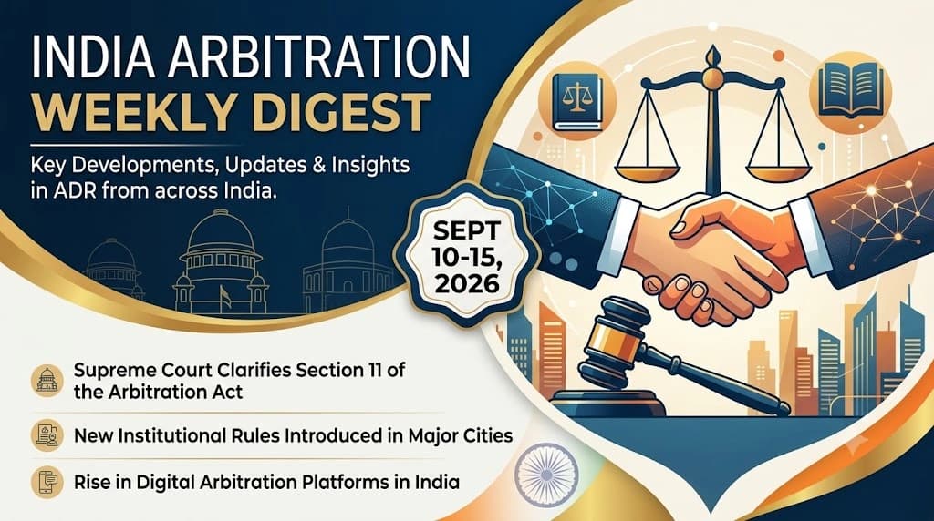 India Arbitration Weekly Digest (10-15 September 2026): CJI's Reform Blueprint, Tribunal-Competence Wins and the AI Debate